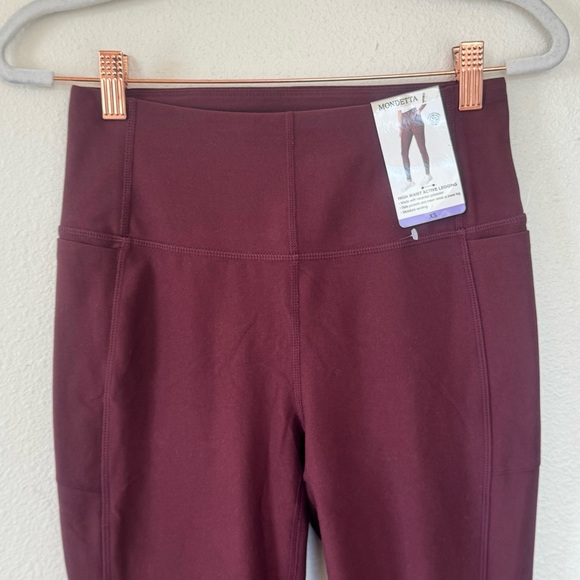 MONDETTA Burgundy High Waist Active Leggings Pockets High Rise Size XS NEW - Picture 4 of 9